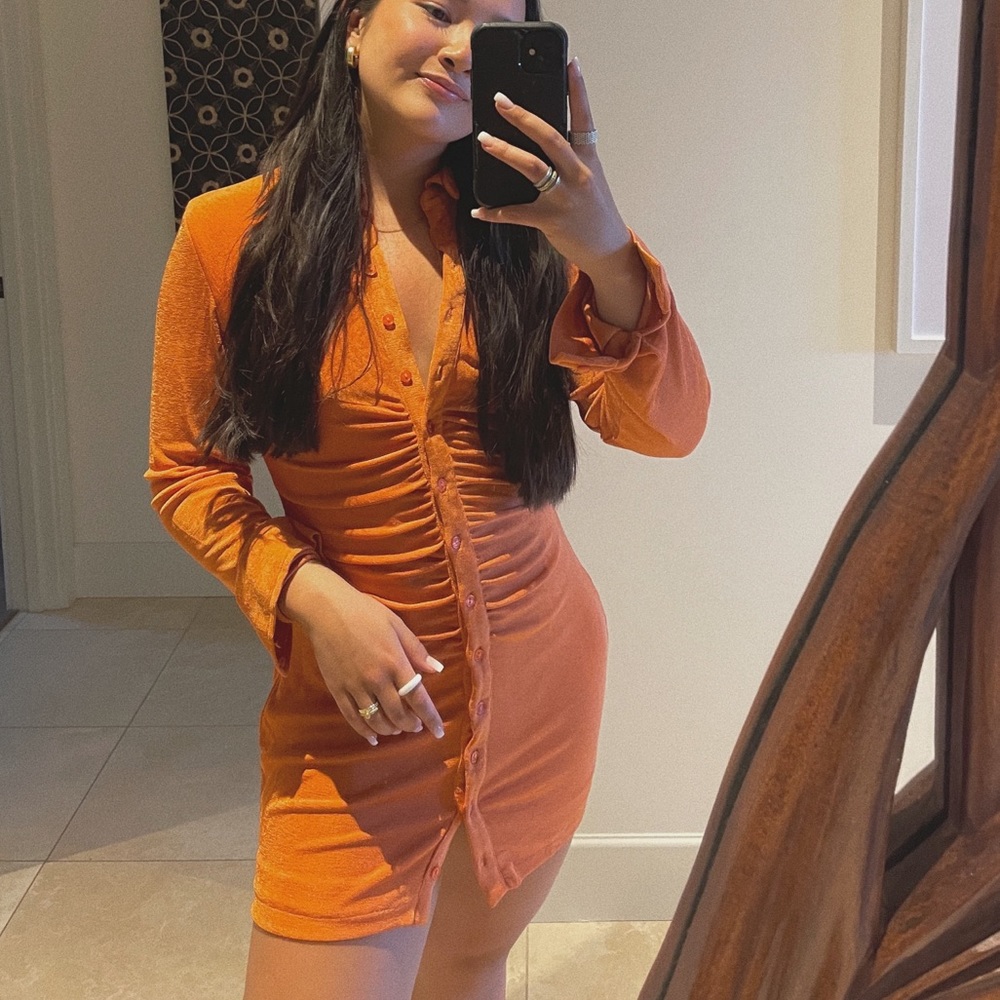 With Jean Orange Mini Dress